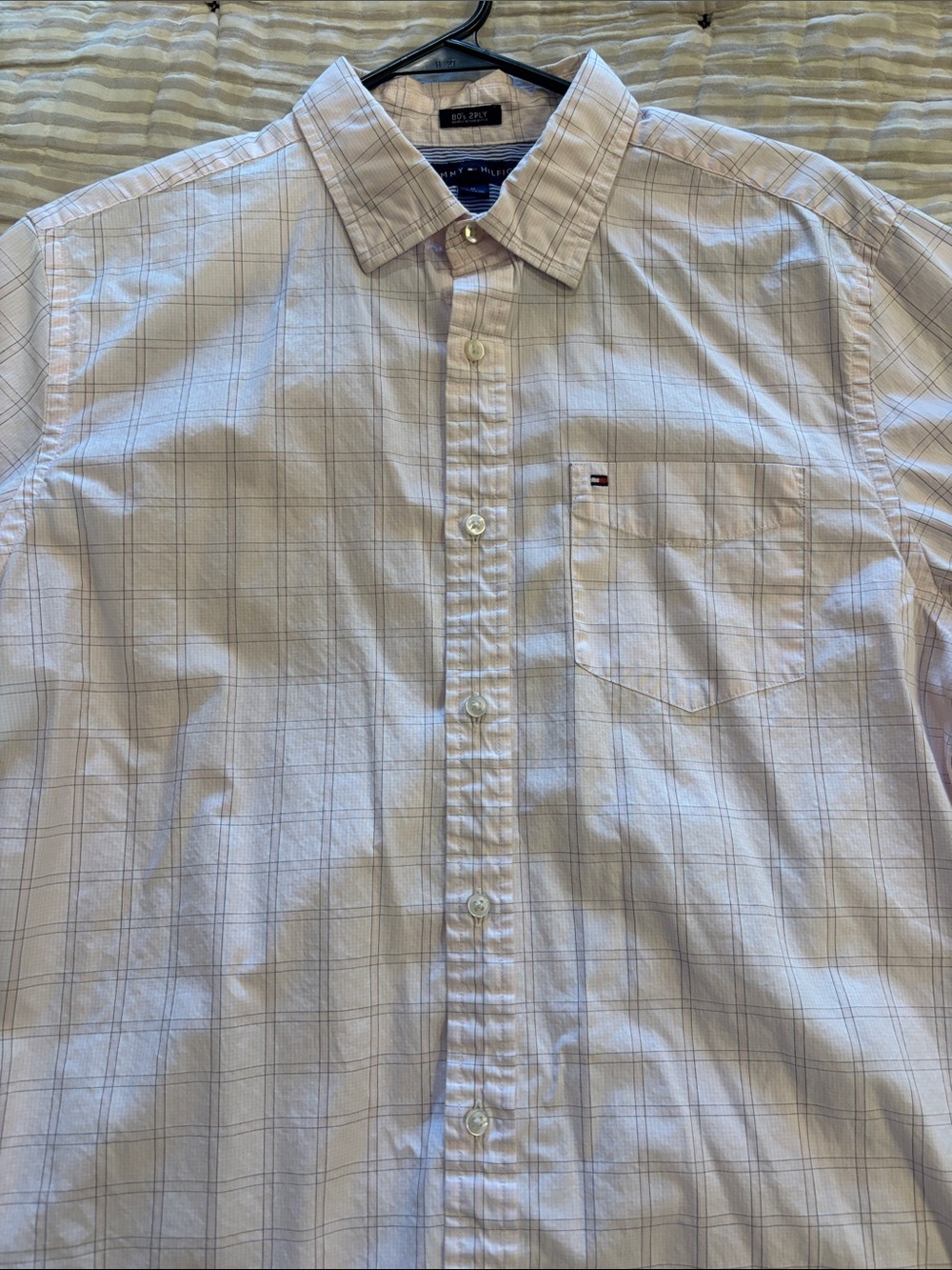 Tommy Hilfiger Men's Light Pink Checked Button-Down Shirt